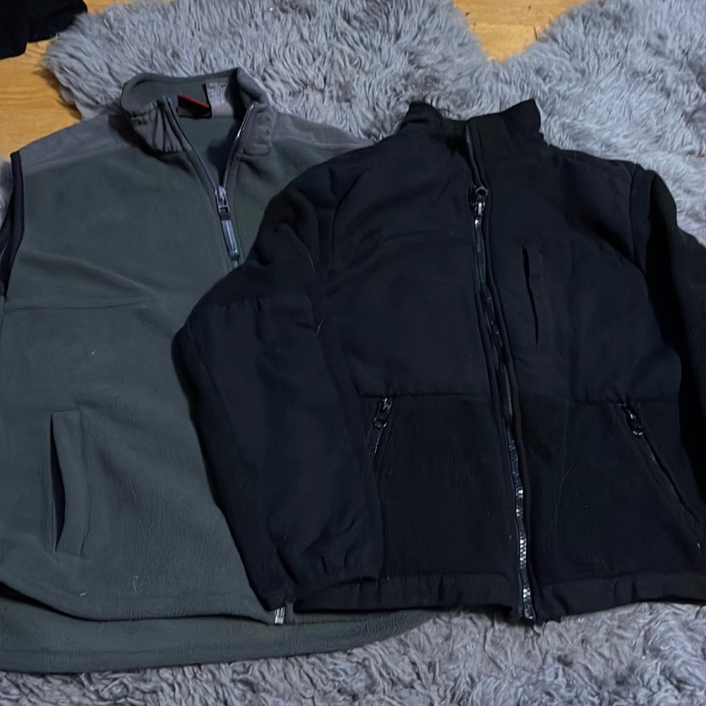Kids Faded Glory black zip up jacket and gray vest